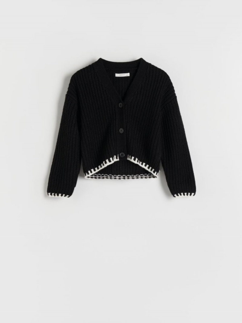 Reserved Decorative Knit Cardigan Truien Meisjes Zwart | VAHBZ-5274