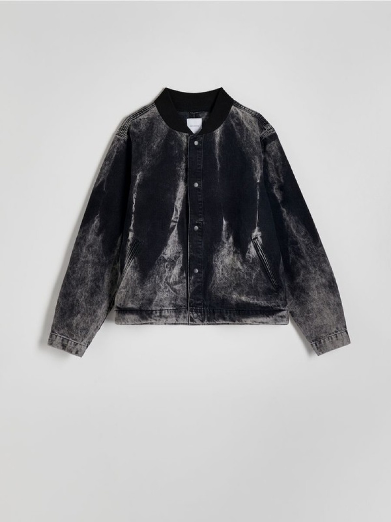 Reserved Denim Bomber Jassen Heren Grijs | LWHTG-3287