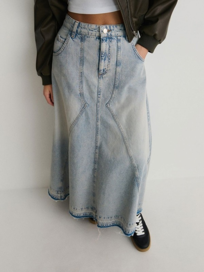 Reserved Denim Maxi Rokken Dames Blauw | JANEW-2583