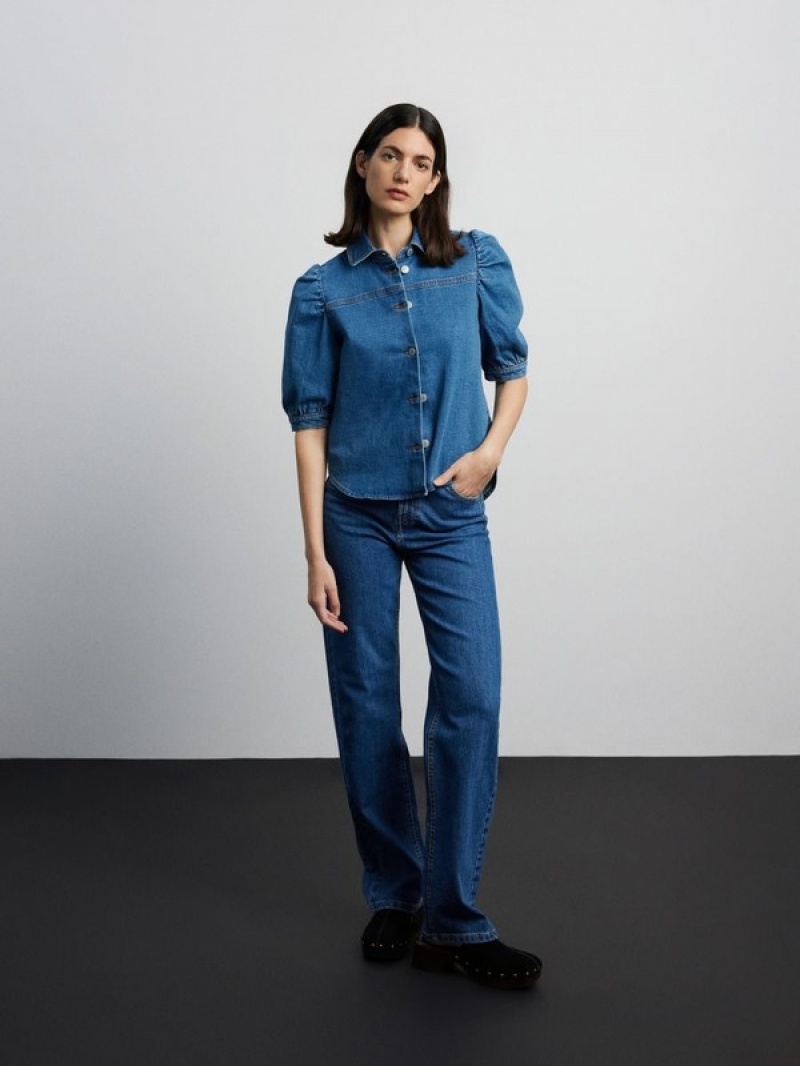 Reserved Denim Overhemd Dames Blauw | NDIXS-5083