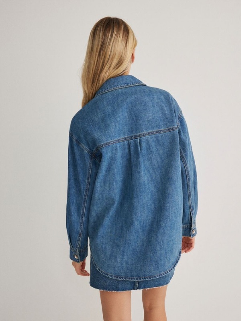 Reserved Denim Overhemd Dames Blauw | NWVFO-7054