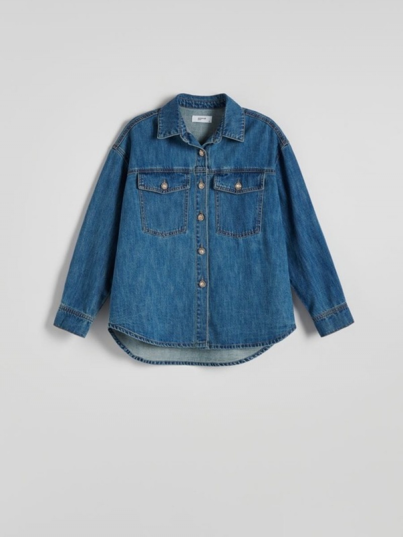 Reserved Denim Overhemd Dames Blauw | NWVFO-7054