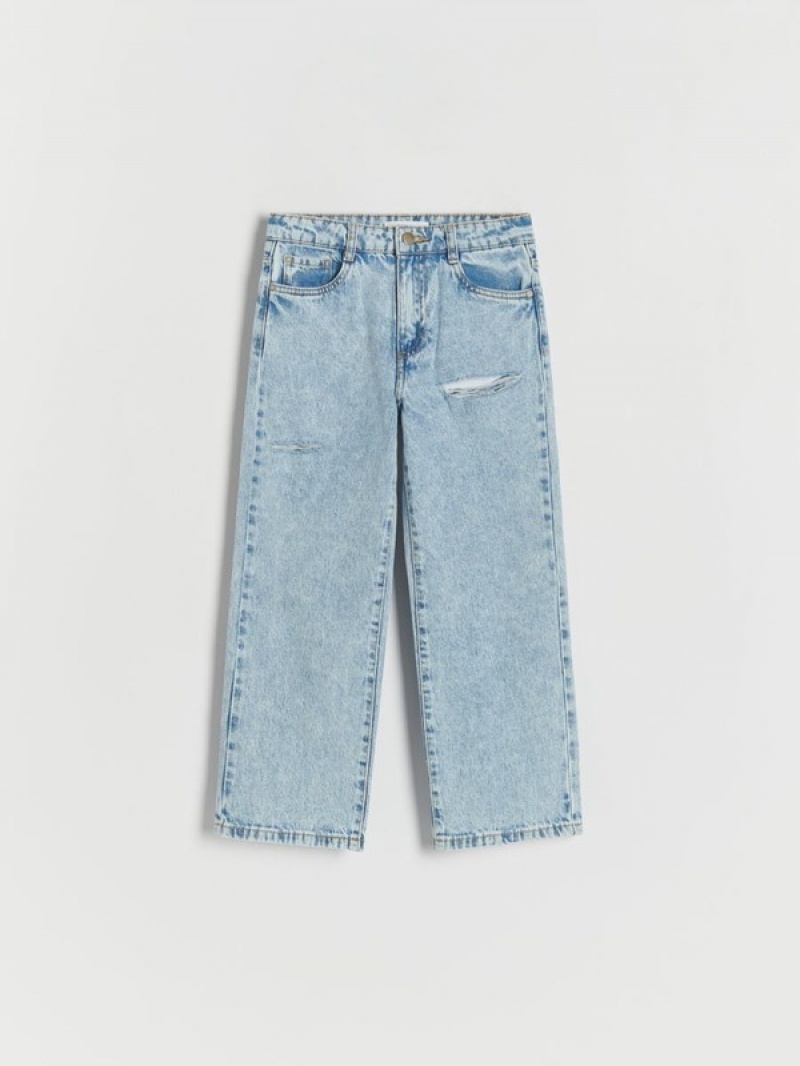 Reserved Distressed Rechtdoor Jeans Meisjes Blauw | OYJEZ-3097