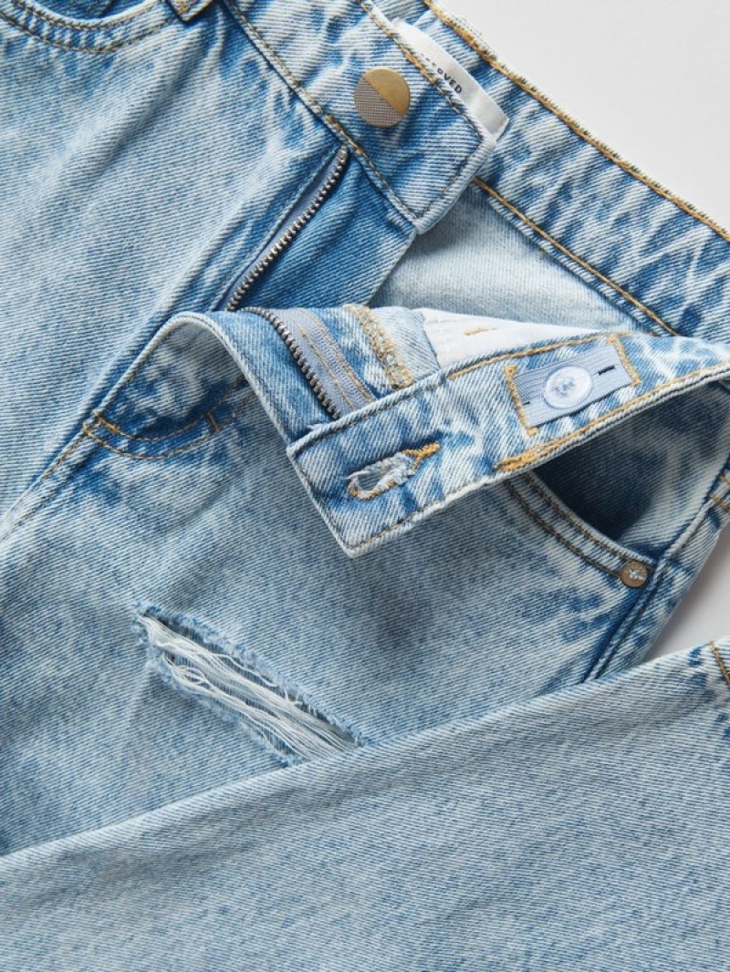 Reserved Distressed Rechtdoor Jeans Meisjes Blauw | OYJEZ-3097