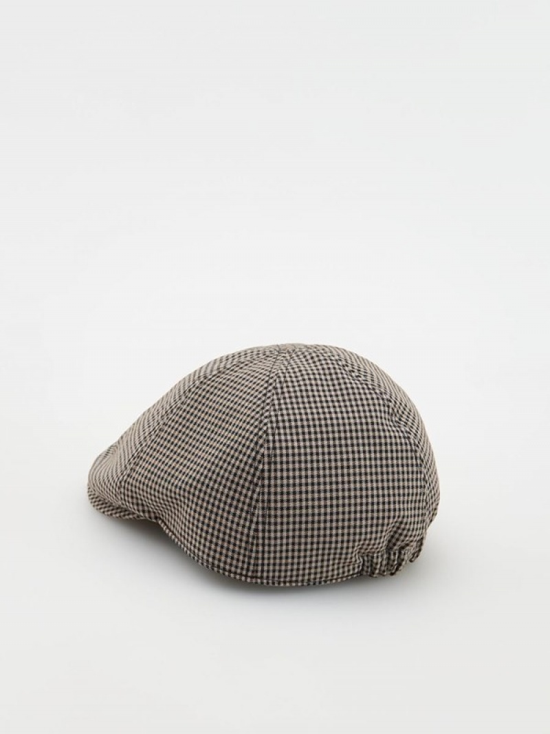 Reserved Dogtooth Print Platte Caps Heren Beige | IBUCW-5416