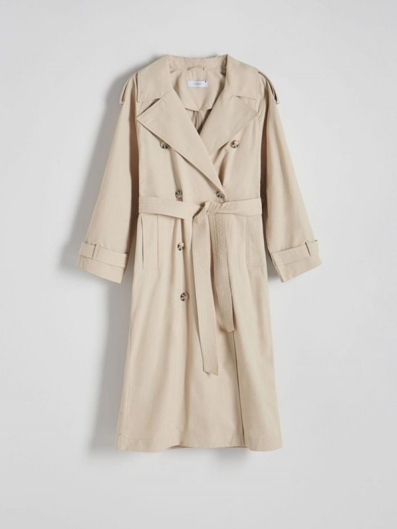 Reserved Double Breasted Oversized Trench Jassen Dames Beige | GDTXW-8201