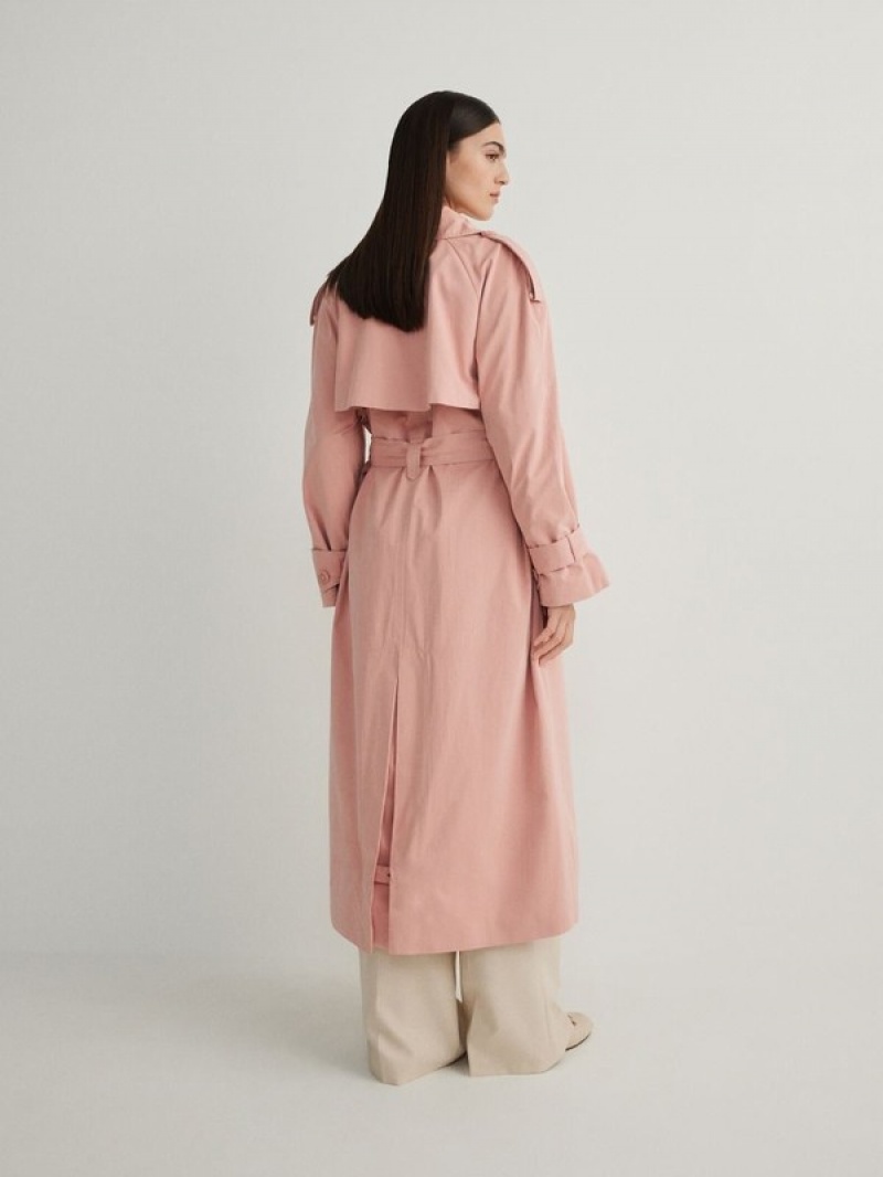 Reserved Double Breasted Oversized Trench Jassen Dames Roze | IXUSG-0762