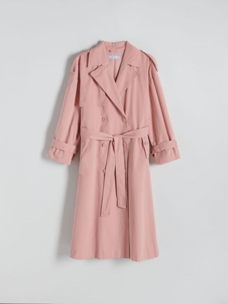 Reserved Double Breasted Oversized Trench Jassen Dames Roze | IXUSG-0762