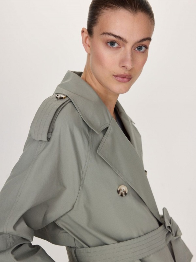 Reserved Double Breasted Oversized Trench Jassen Dames Groen | JETDW-7623