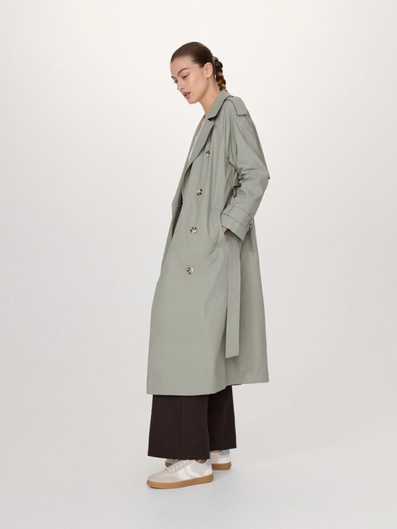 Reserved Double Breasted Oversized Trench Jassen Dames Groen | JETDW-7623