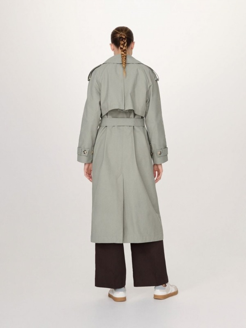 Reserved Double Breasted Oversized Trench Jassen Dames Groen | JETDW-7623