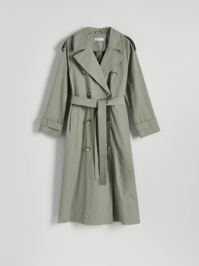 Reserved Double Breasted Oversized Trench Jassen Dames Groen | JETDW-7623