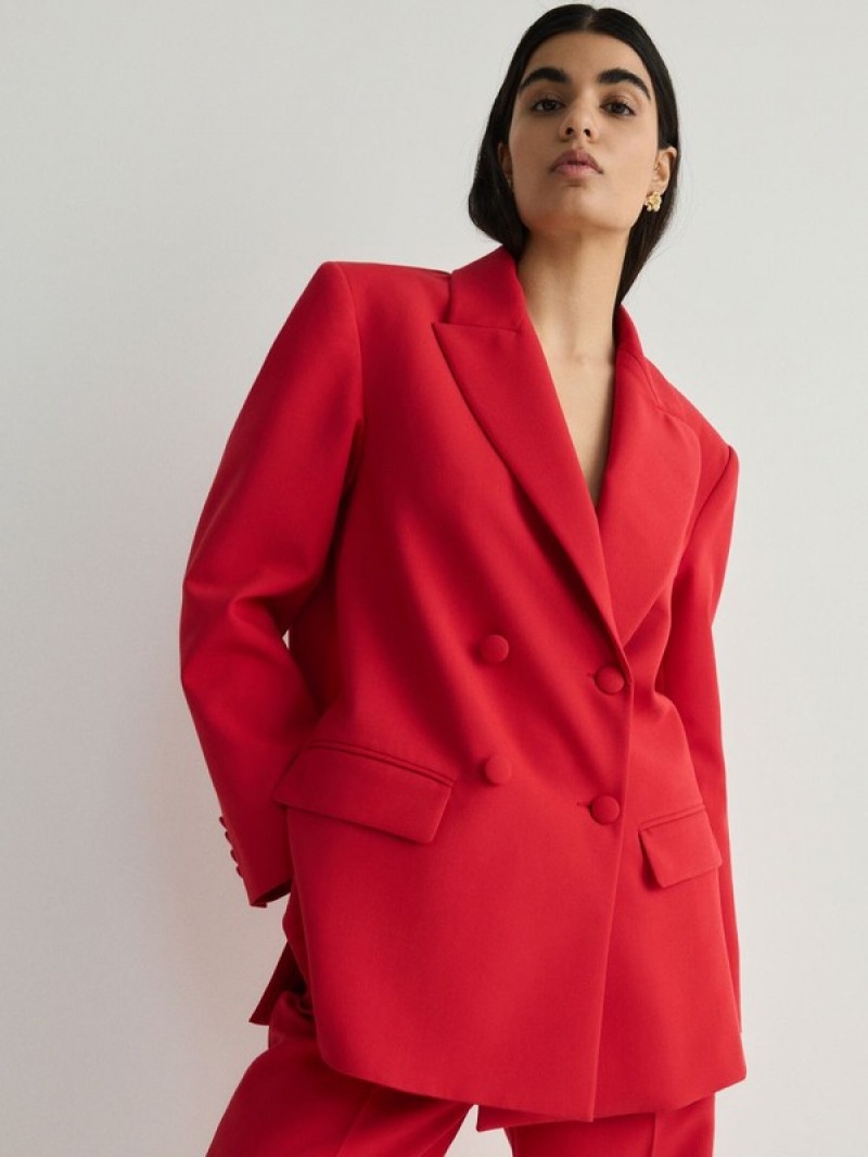 Reserved Double-breasted Blazer Dames Rood | NFQCR-9182