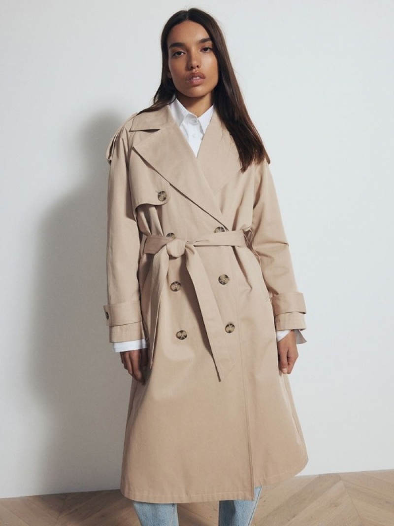 Reserved Double-breasted Trench Jassen Dames Beige | GSDNJ-9012