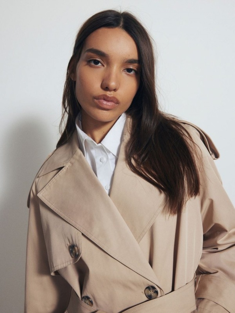 Reserved Double-breasted Trench Jassen Dames Beige | GSDNJ-9012