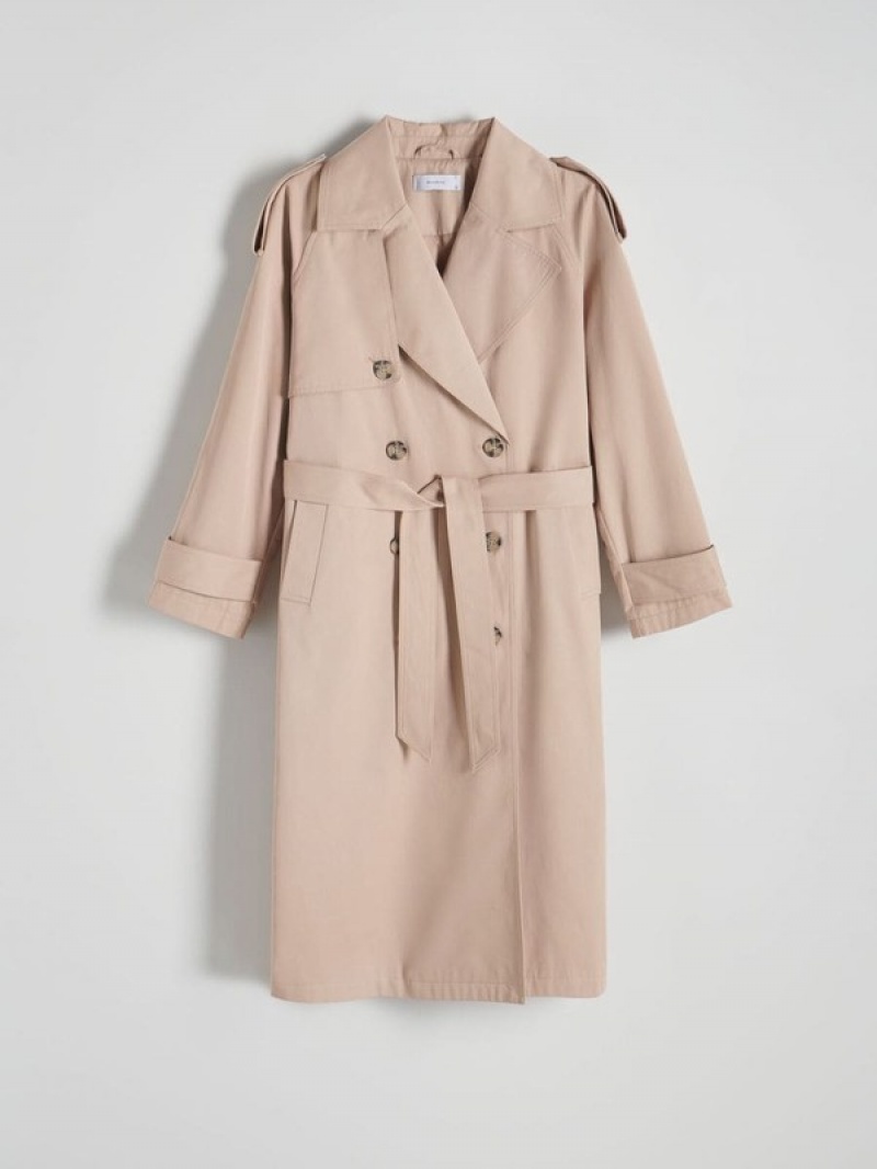 Reserved Double-breasted Trench Jassen Dames Beige | GSDNJ-9012