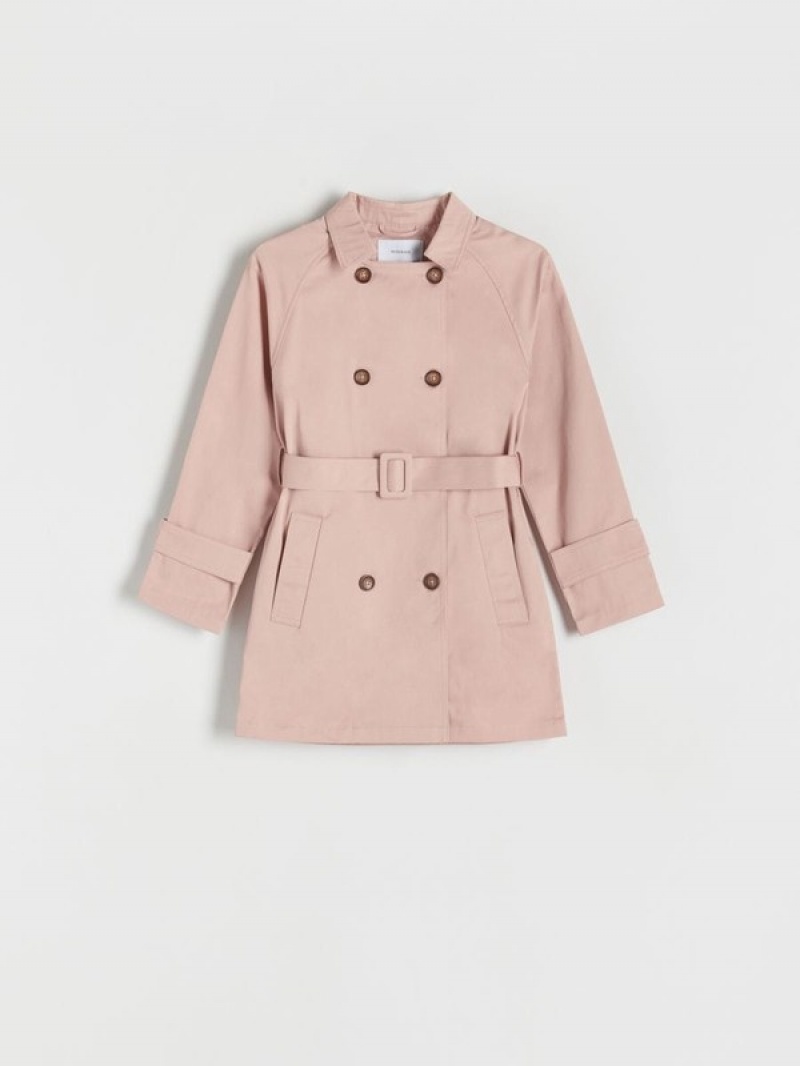 Reserved Double-breasted Trench With Jassen Meisjes Roze | WABEO-7542