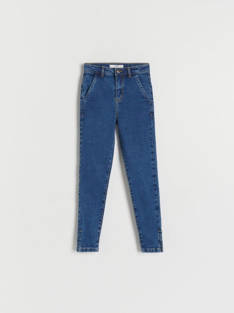 Reserved Elastic Mager High Taille Jeans Meisjes Donkerblauw | ILEUX-9350