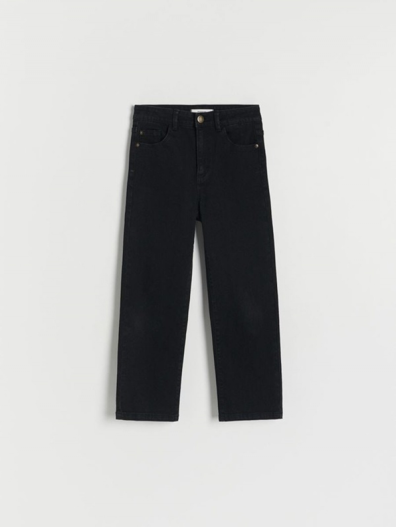 Reserved Elastic Rechtdoor Jeans Meisjes Zwart | UXHDB-3091