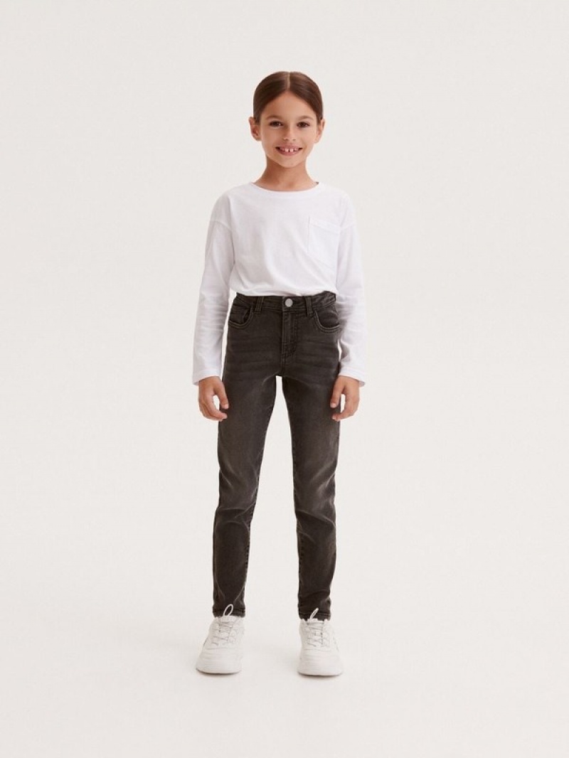 Reserved Elastic Slim Jeans Meisjes Zwart | KDJLC-7049