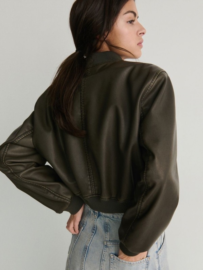 Reserved Faux Leren Bomber Jassen Dames Bruin | CPRUY-6278