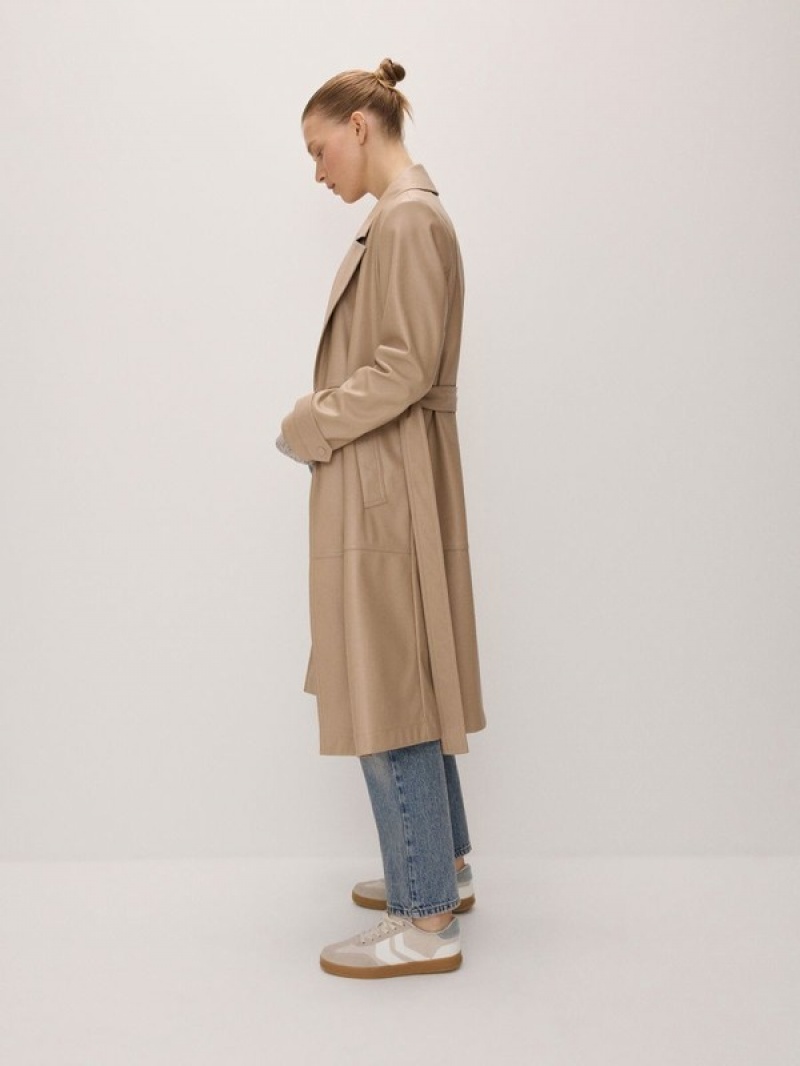 Reserved Faux Leren Jassen Dames Beige | YFVEQ-0359