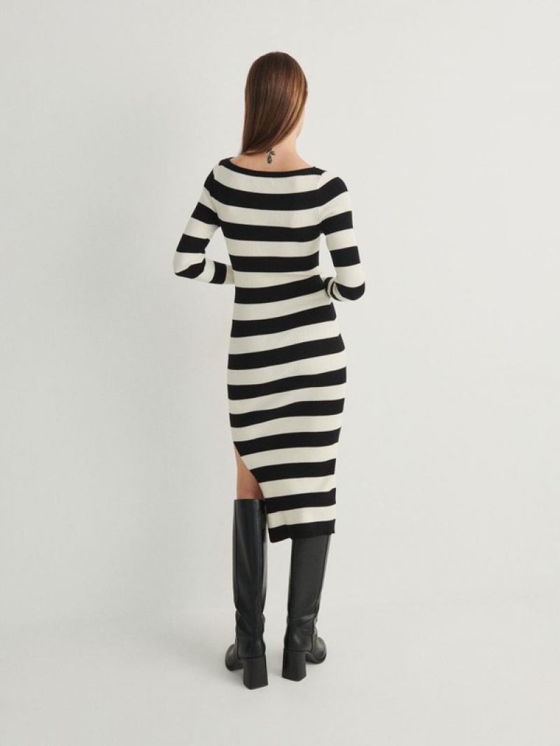 Reserved Fitted Rib Knit Jurk Dames Gekleurd | OPLQZ-7102