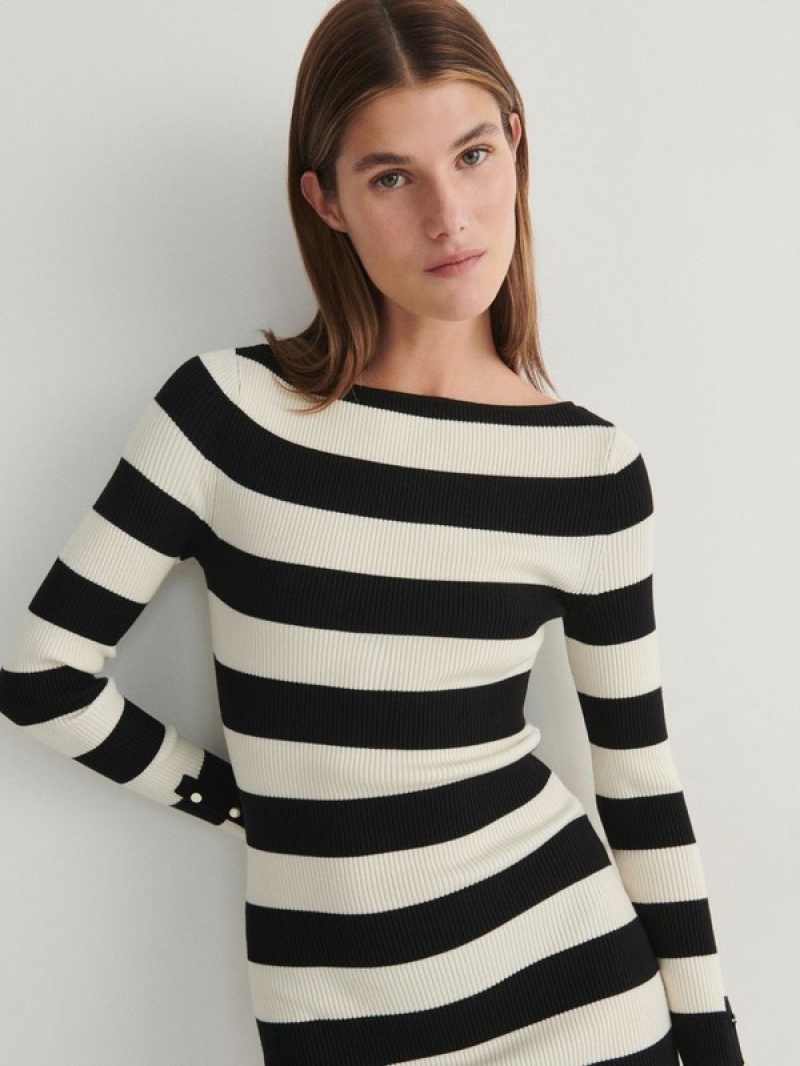 Reserved Fitted Rib Knit Jurk Dames Gekleurd | OPLQZ-7102