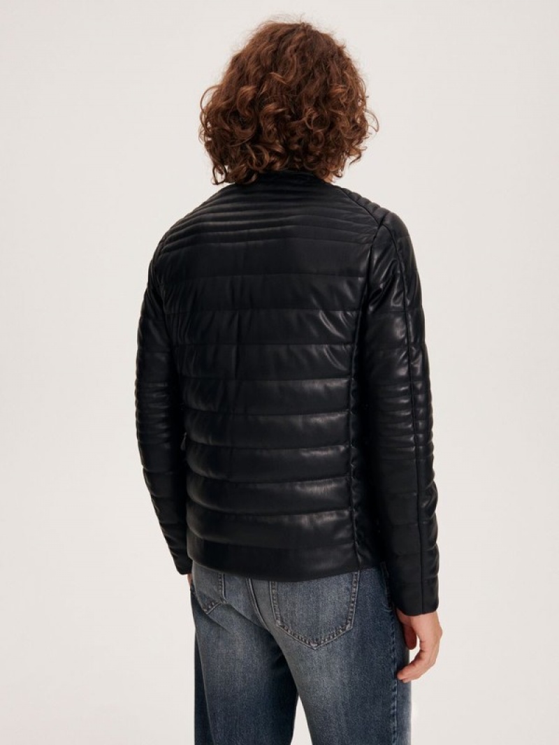 Reserved Gewatteerd Biker Jassen Heren Zwart | DITKP-6153