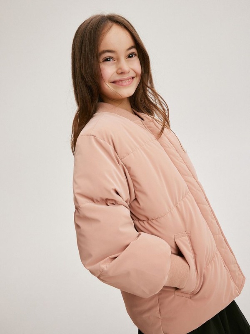 Reserved Gewatteerd Bomber Jassen Meisjes Roze | RDIAJ-6059