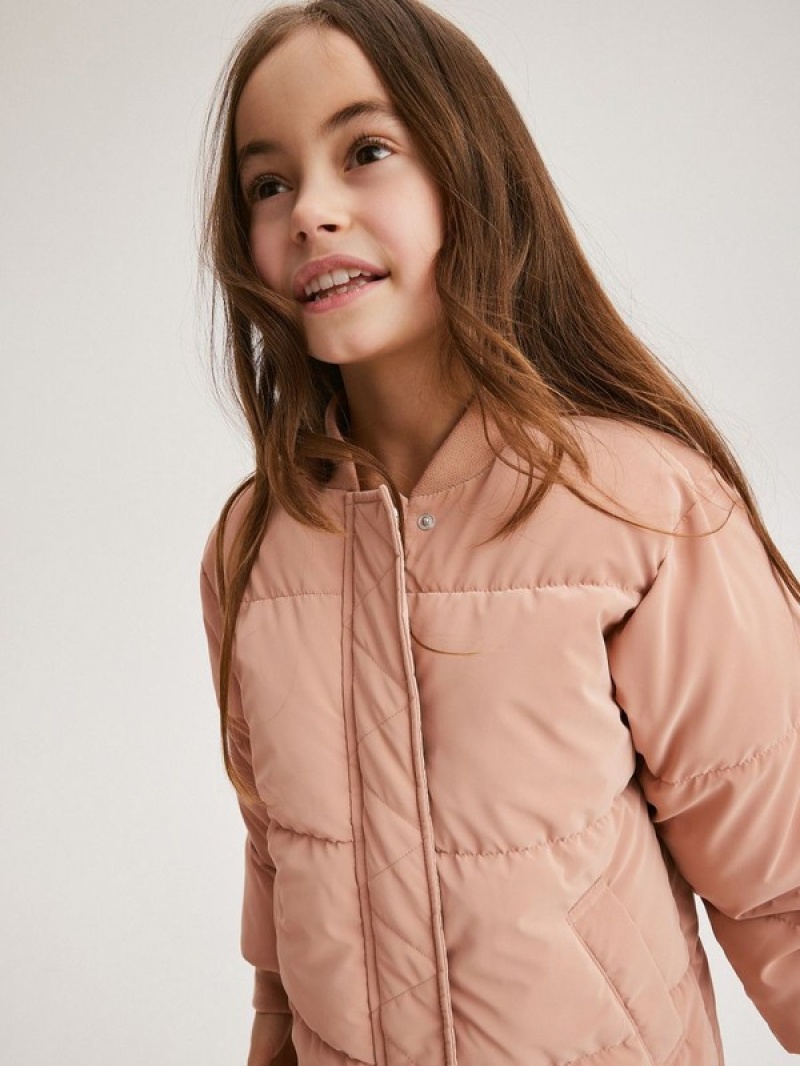 Reserved Gewatteerd Bomber Jassen Meisjes Roze | RDIAJ-6059