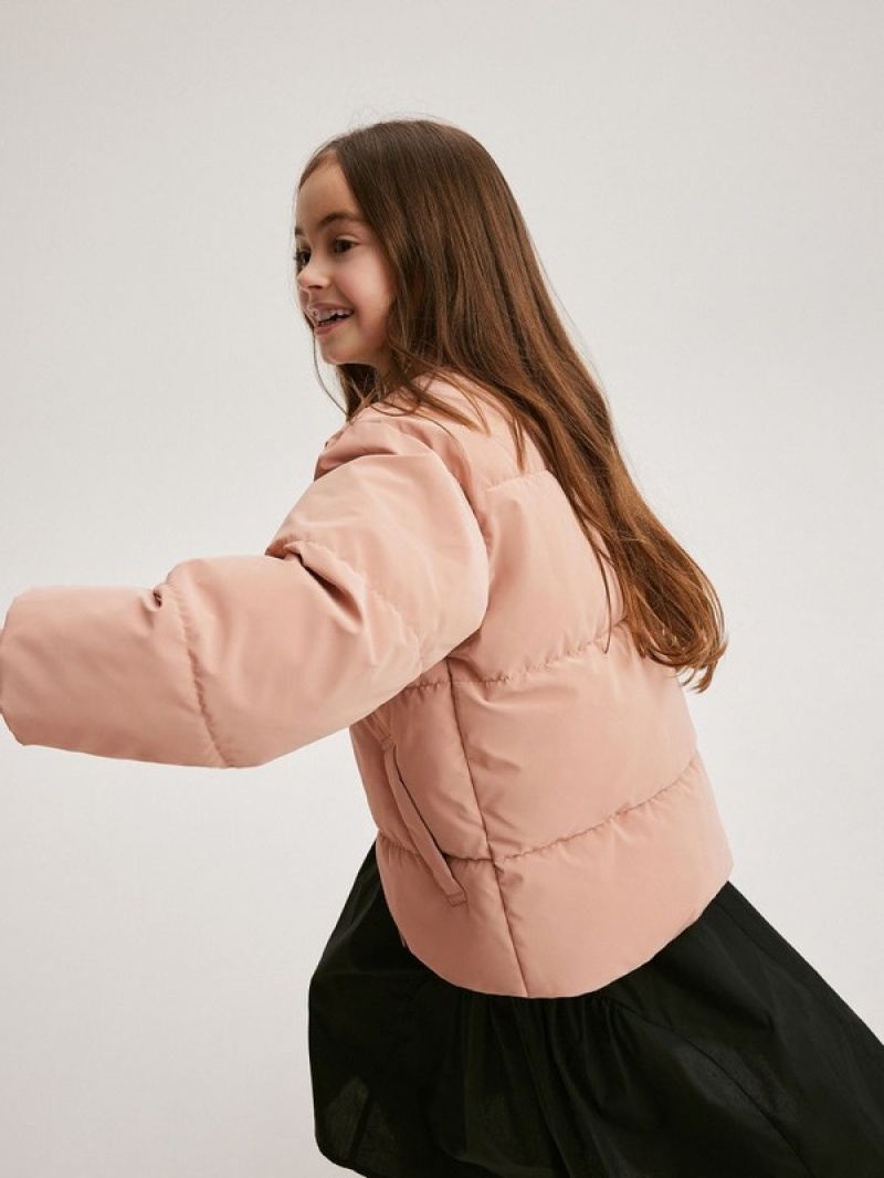 Reserved Gewatteerd Bomber Jassen Meisjes Roze | RDIAJ-6059