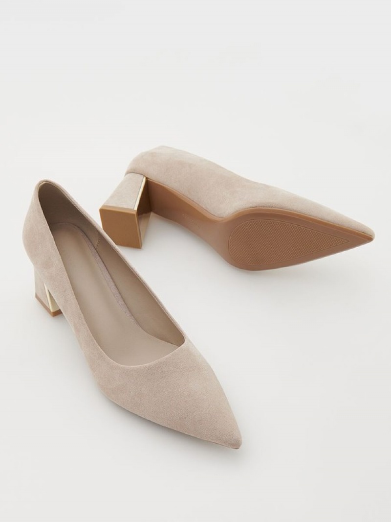 Reserved High-heeled Pumps Hakken Dames Beige | CQKGE-8910