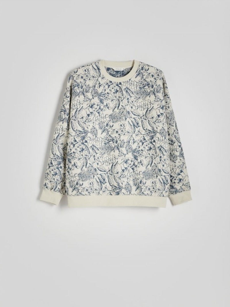 Reserved Jacquard Sweatshirts Heren Donkerblauw | OFWYB-4130