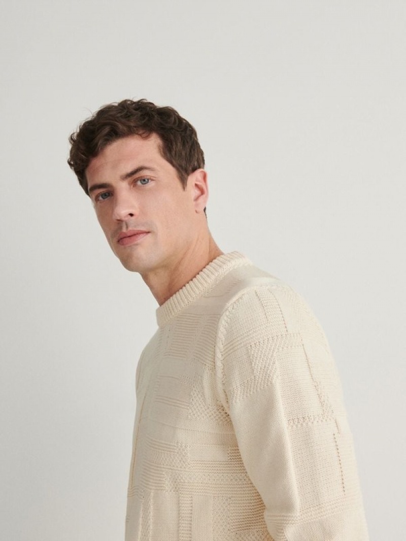 Reserved Jumper In Textured Knit Truien Heren Beige | WMNKR-7361