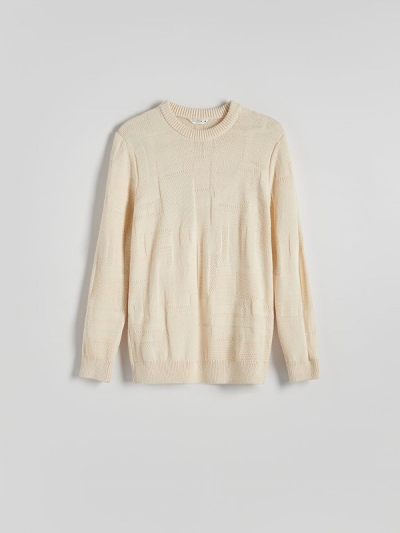 Reserved Jumper In Textured Knit Truien Heren Beige | WMNKR-7361