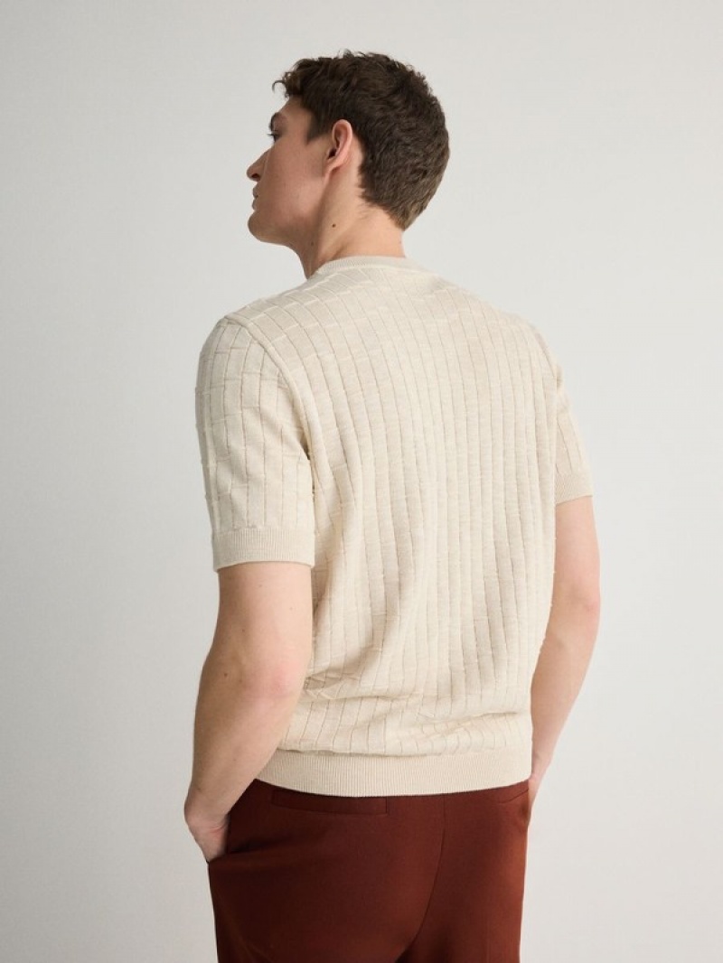 Reserved Jumper In Textured Knit Truien Heren Beige | GXCNP-7048