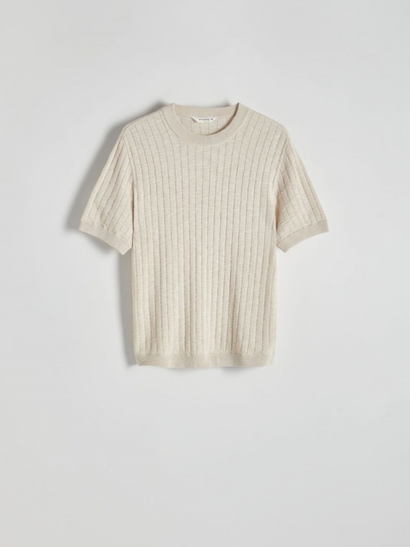 Reserved Jumper In Textured Knit Truien Heren Beige | GXCNP-7048