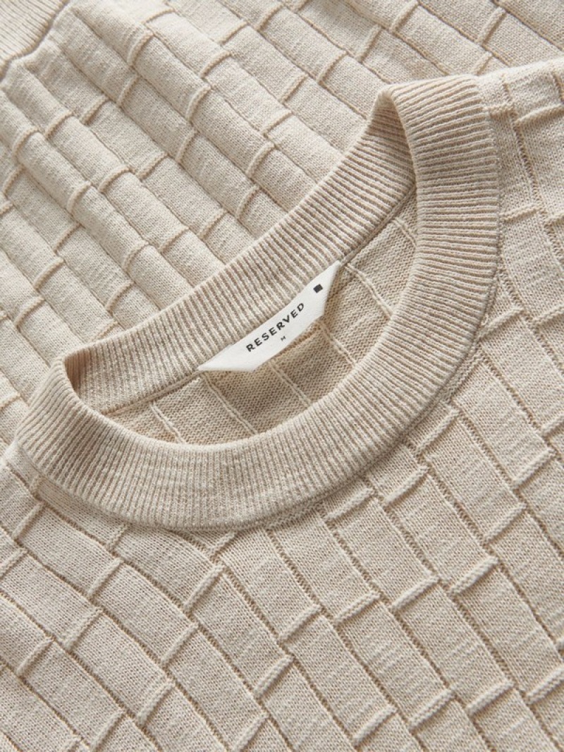 Reserved Jumper In Textured Knit Truien Heren Beige | GXCNP-7048