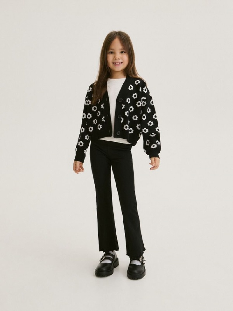 Reserved Katoenen Rich Flare Broek Meisjes Zwart | TBPAI-8691