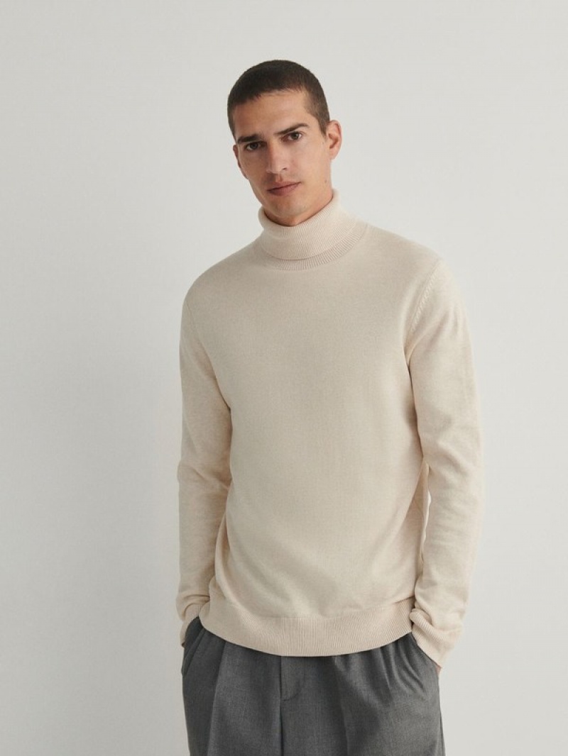 Reserved Katoenen Rich Turtleneck Truien Heren Beige | KJHWB-1824