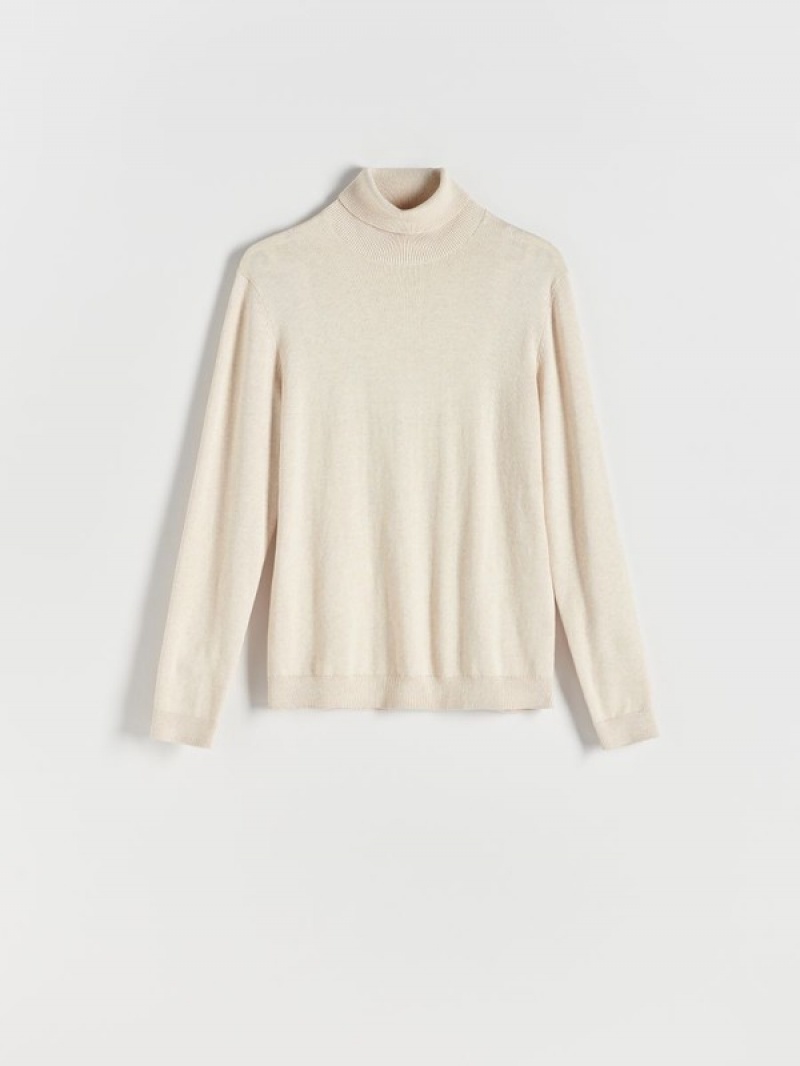 Reserved Katoenen Rich Turtleneck Truien Heren Beige | KJHWB-1824