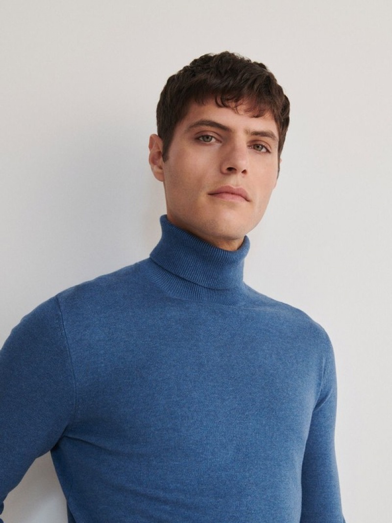 Reserved Katoenen Rich Turtleneck Truien Heren Grijs Blauw | EKNWF-3549