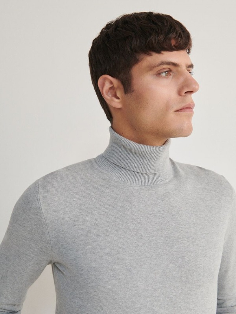 Reserved Katoenen Rich Turtleneck Truien Heren Lichtgrijs | SUMDR-5178