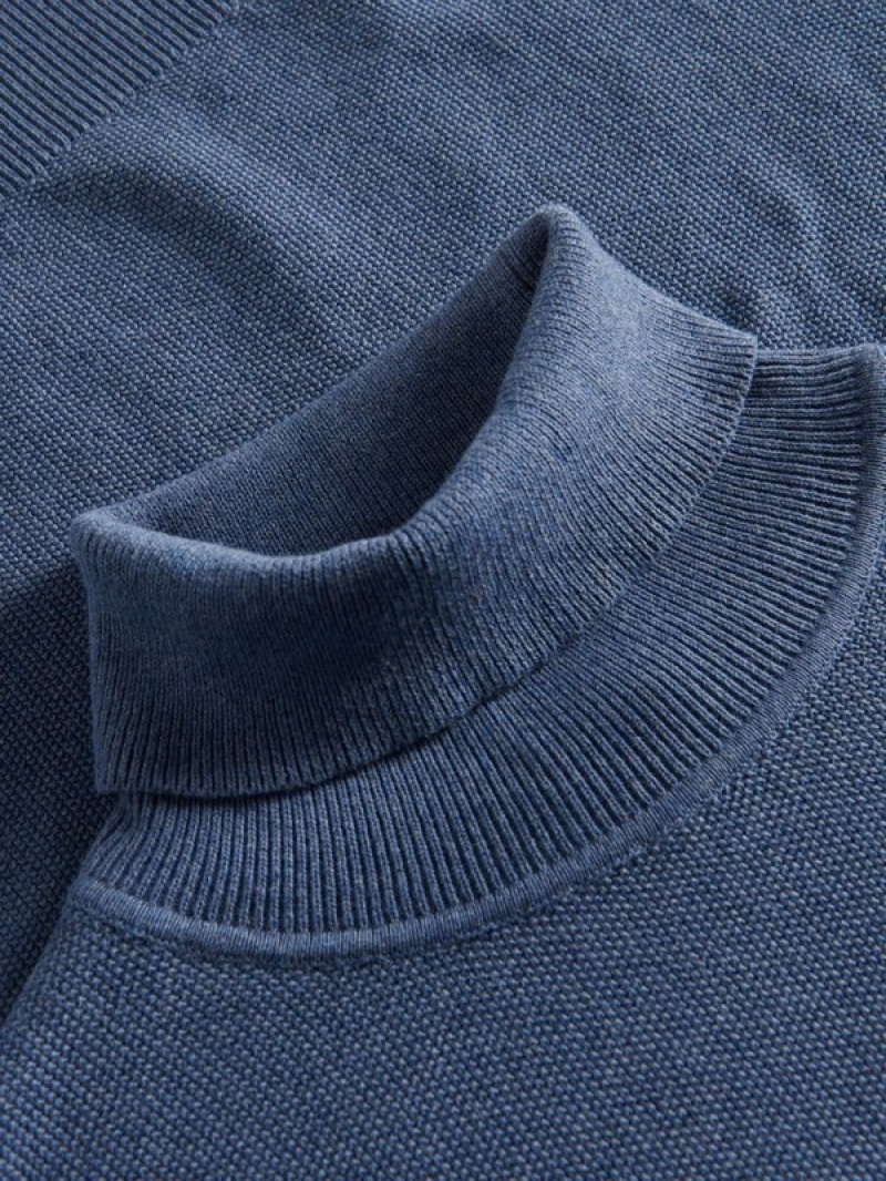 Reserved Katoenen Rich Turtleneck Truien Heren Blauw | RGSJX-7619