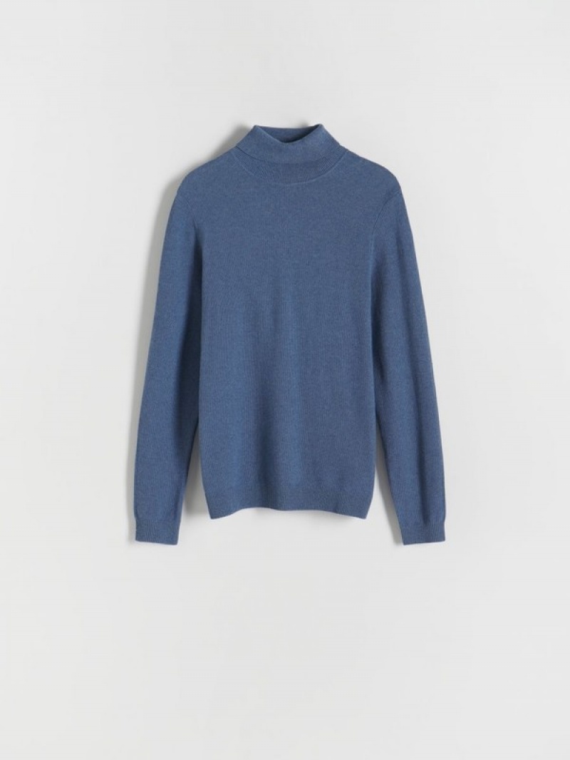 Reserved Katoenen Rich Turtleneck Truien Heren Blauw | RGSJX-7619