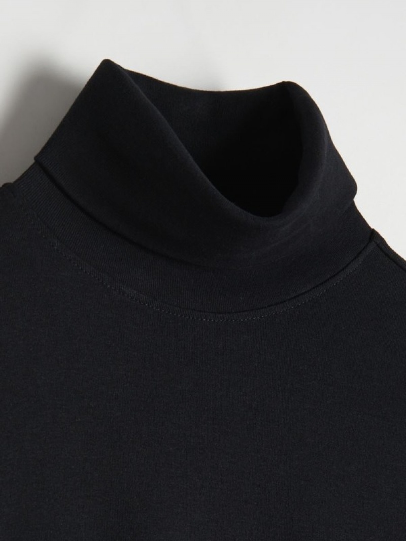 Reserved Katoenen Rich Turtleneck T-shirts Dames Zwart | HGACR-8345