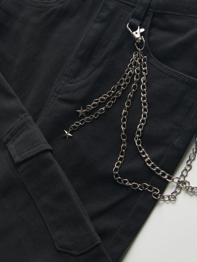 Reserved Katoenen Richchain Detail Broek Meisjes Zwart | RBWTH-9025