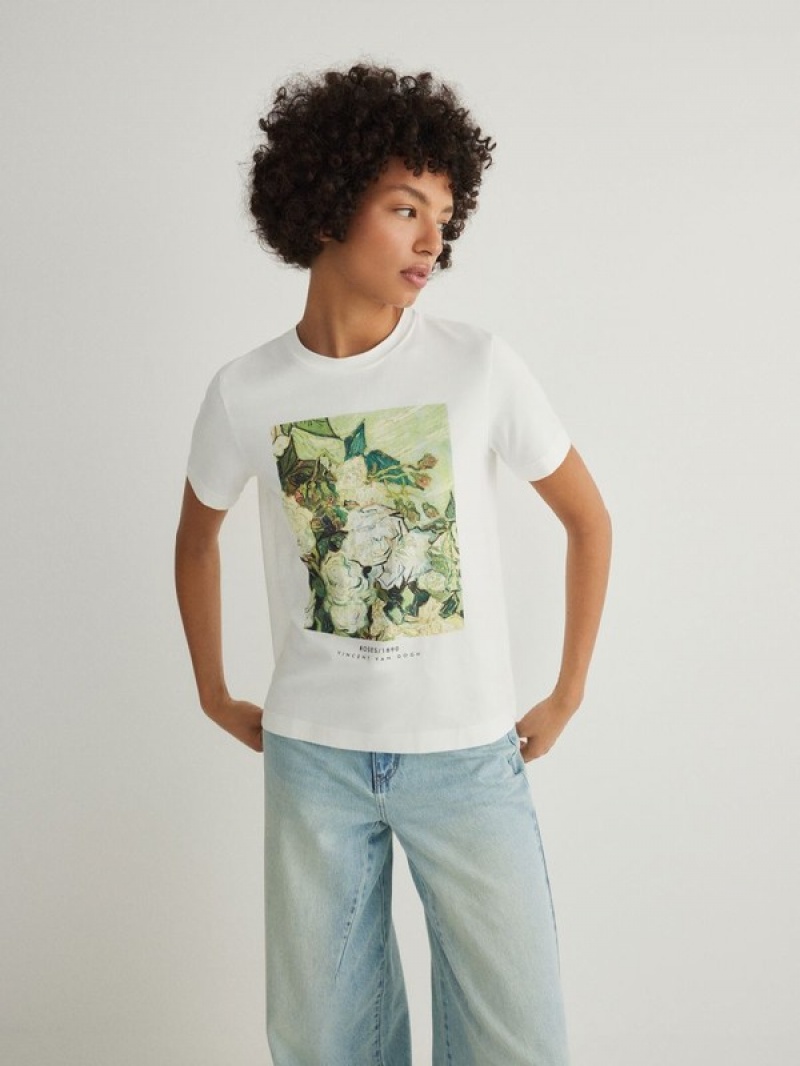 Reserved Katoenen T-print T-shirts Dames Room | TXWON-3280