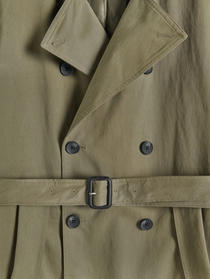 Reserved Katoenen Trench Jassen Dames Groen | YTKEL-0319